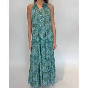 NEW SKEMO batik celeste long dress in green